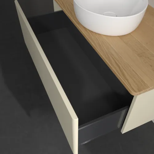 Bild von VILLEROY BOCH Antao Waschbeckenunterschrank, 1 Auszug, 1000 x 360 x 500 mm, Front ohne Struktur, Silk Grey Matt Lacquer / Honey Oak #K31011HJ