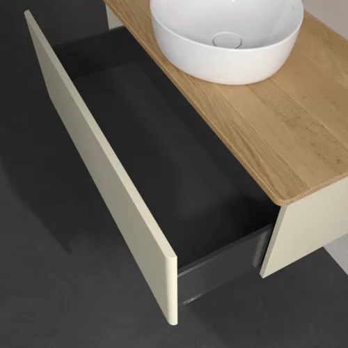 Bild von VILLEROY BOCH Antao Waschbeckenunterschrank, 1 Auszug, 1000 x 360 x 500 mm, Front ohne Struktur, Silk Grey Matt Lacquer / Honey Oak #K31011HJ