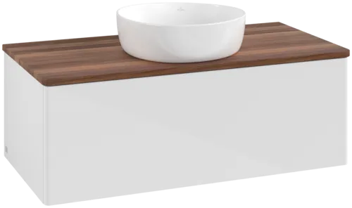 Obrázek VILLEROY BOCH Antao Vanity unit, 1 pull-out compartment, 1000 x 360 x 500 mm, Front without structure, Glossy White Lacquer / Warm Walnut #K31012GF
