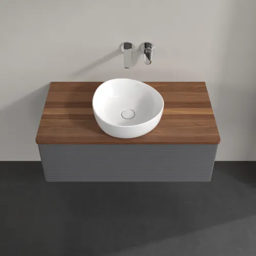 Obrázek VILLEROY BOCH Antao Vanity unit, 1 pull-out compartment, 1000 x 360 x 500 mm, Front with grain texture, Anthracite Matt Lacquer / Warm Walnut #K31112GK