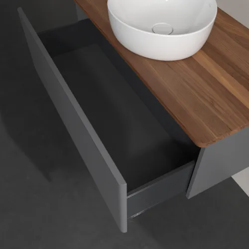 Obrázek VILLEROY BOCH Antao Vanity unit, 1 pull-out compartment, 1000 x 360 x 500 mm, Front with grain texture, Anthracite Matt Lacquer / Warm Walnut #K31112GK