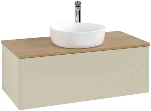 Picture of VILLEROY BOCH Antao Vanity unit, 1 pull-out compartment, 1000 x 360 x 500 mm, Front without structure, Silk Grey Matt Lacquer / Honey Oak #K31051HJ