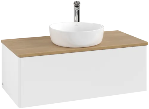 Obrázek VILLEROY BOCH Antao Vanity unit, 1 pull-out compartment, 1000 x 360 x 500 mm, Front without structure, White Matt Lacquer / Honey Oak #K31051MT