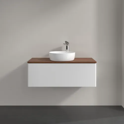 Obrázek VILLEROY BOCH Antao Vanity unit, 1 pull-out compartment, 1000 x 360 x 500 mm, Front without structure, Glossy White Lacquer / Warm Walnut #K31052GF