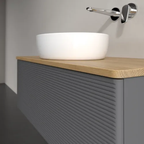 Obrázek VILLEROY BOCH Antao Vanity unit, 1 pull-out compartment, 1000 x 360 x 500 mm, Front with grain texture, Anthracite Matt Lacquer / Honey Oak #K31111GK