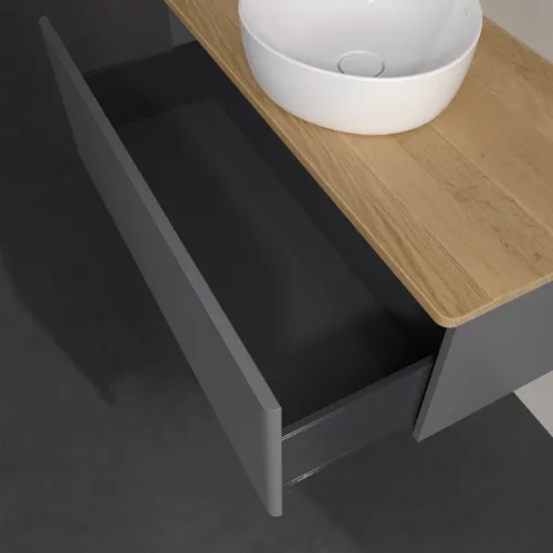 Obrázek VILLEROY BOCH Antao Vanity unit, 1 pull-out compartment, 1000 x 360 x 500 mm, Front with grain texture, Anthracite Matt Lacquer / Honey Oak #K31111GK