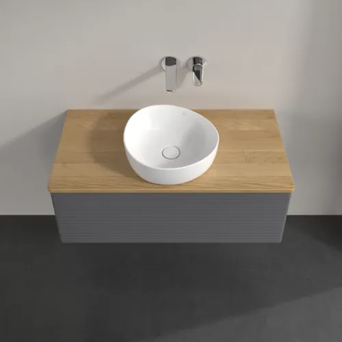 Obrázek VILLEROY BOCH Antao Vanity unit, 1 pull-out compartment, 1000 x 360 x 500 mm, Front with grain texture, Anthracite Matt Lacquer / Honey Oak #K31111GK