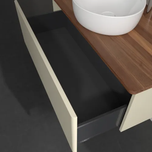 VILLEROY BOCH Antao Waschbeckenunterschrank, 1 Auszug, 1000 x 360 x 500 mm, Front ohne Struktur, Silk Grey Matt Lacquer / Warm Walnut #K31052HJ, Bild 7