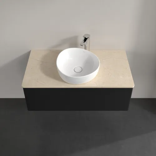 Obrázek VILLEROY BOCH Antao Vanity unit, 1 pull-out compartment, 1000 x 360 x 500 mm, Front with grain texture, Black Matt Lacquer / Botticino #K31153PD