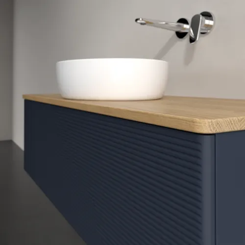 Bild von VILLEROY BOCH Antao Waschbeckenunterschrank, 1 Auszug, 1200 x 360 x 500 mm, Front mit Struktur, Midnight Blue Matt Lacquer / Honey Oak #K32111HG