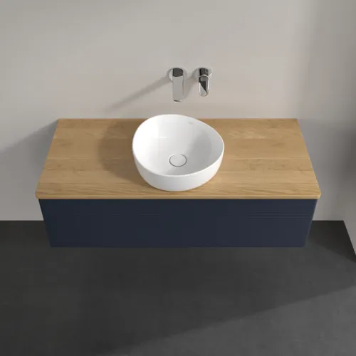 Bild von VILLEROY BOCH Antao Waschbeckenunterschrank, 1 Auszug, 1200 x 360 x 500 mm, Front mit Struktur, Midnight Blue Matt Lacquer / Honey Oak #K32111HG