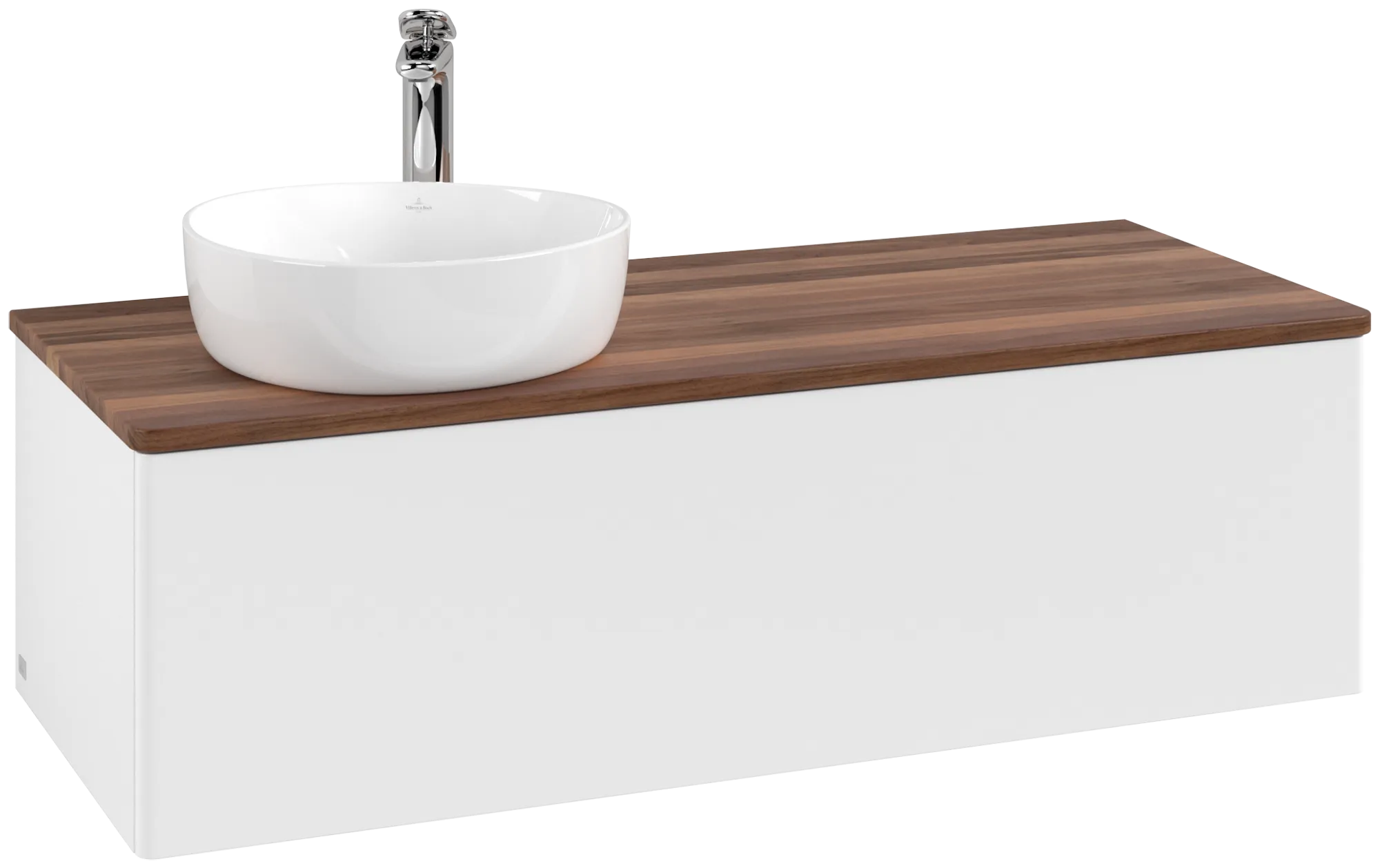 Зображення з  VILLEROY BOCH Antao Vanity unit, 1 pull-out compartment, 1200 x 360 x 500 mm, Front without structure, White Matt Lacquer / Warm Walnut #K33052MT