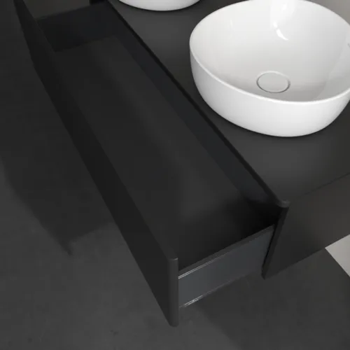 VILLEROY BOCH Antao Waschbeckenunterschrank, 1 Auszug, 1200 x 360 x 500 mm, Front ohne Struktur, Black Matt Lacquer / Black Matt Lacquer #K35010PD, Bild 6