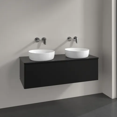 VILLEROY BOCH Antao Waschbeckenunterschrank, 1 Auszug, 1200 x 360 x 500 mm, Front ohne Struktur, Black Matt Lacquer / Black Matt Lacquer #K35010PD, Bild 2
