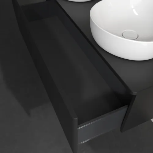 VILLEROY BOCH Antao Waschbeckenunterschrank, 1 Auszug, 1200 x 360 x 500 mm, Front ohne Struktur, Black Matt Lacquer / Black Matt Lacquer #K35010PD, Bild 7