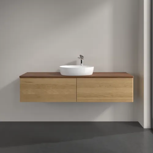 Bild von VILLEROY BOCH Antao Waschbeckenunterschrank, 2 Auszüge, 1600 x 360 x 500 mm, Front ohne Struktur, Honey Oak / Warm Walnut #K36052HN