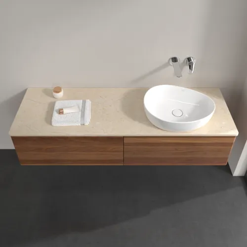 Bild von VILLEROY BOCH Antao Waschbeckenunterschrank, 2 Auszüge, 1600 x 360 x 500 mm, Front ohne Struktur, Warm Walnut / Botticino #K38013HM