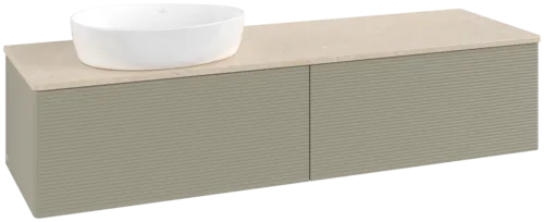 Obrázek VILLEROY BOCH Antao Vanity unit, 2 pull-out compartments, 1600 x 360 x 500 mm, Front with grain texture, Stone Grey Matt Lacquer / Botticino #K37113HK