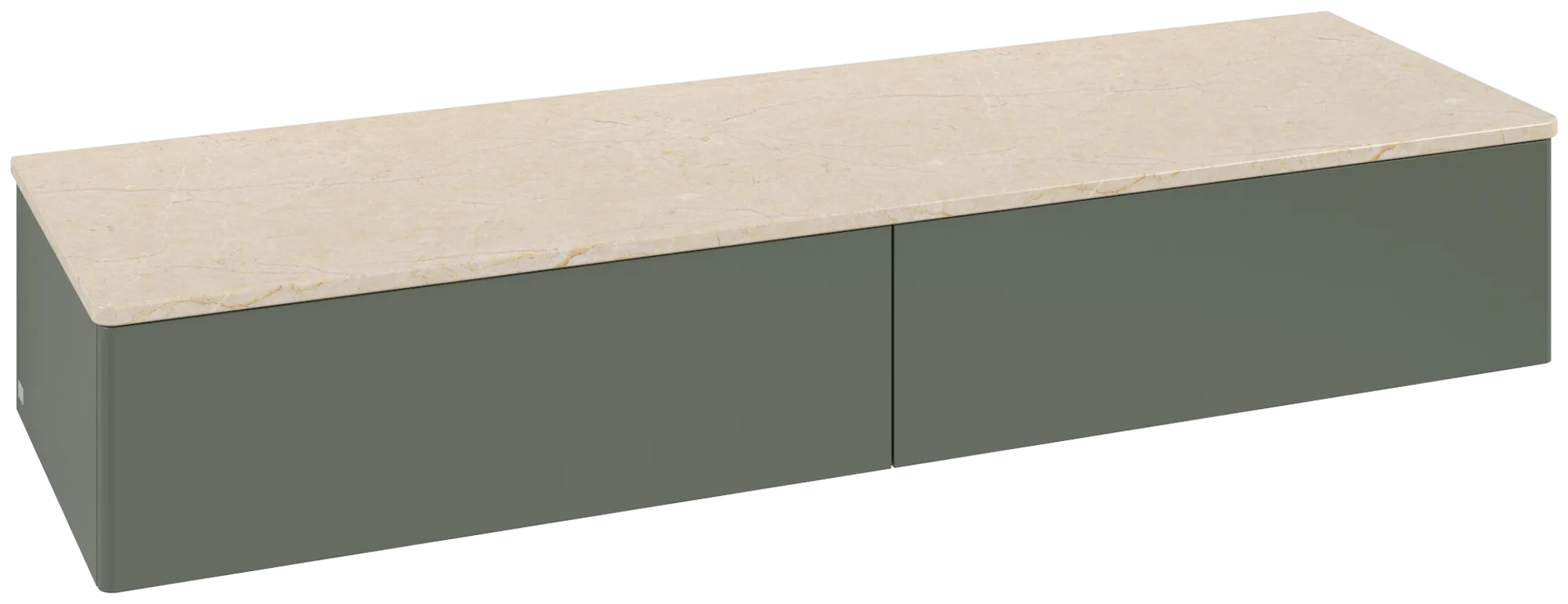 Bild von VILLEROY BOCH Antao Sideboard, 2 Auszüge, 1600 x 268 x 500 mm, Front ohne Struktur, Leaf Green Matt Lacquer / Botticino #K42003HL