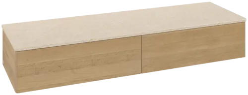 εικόνα του VILLEROY BOCH Antao Sideboard, 2 pull-out compartments, 1600 x 268 x 500 mm, Front without structure, Honey Oak / Botticino #K42003HN