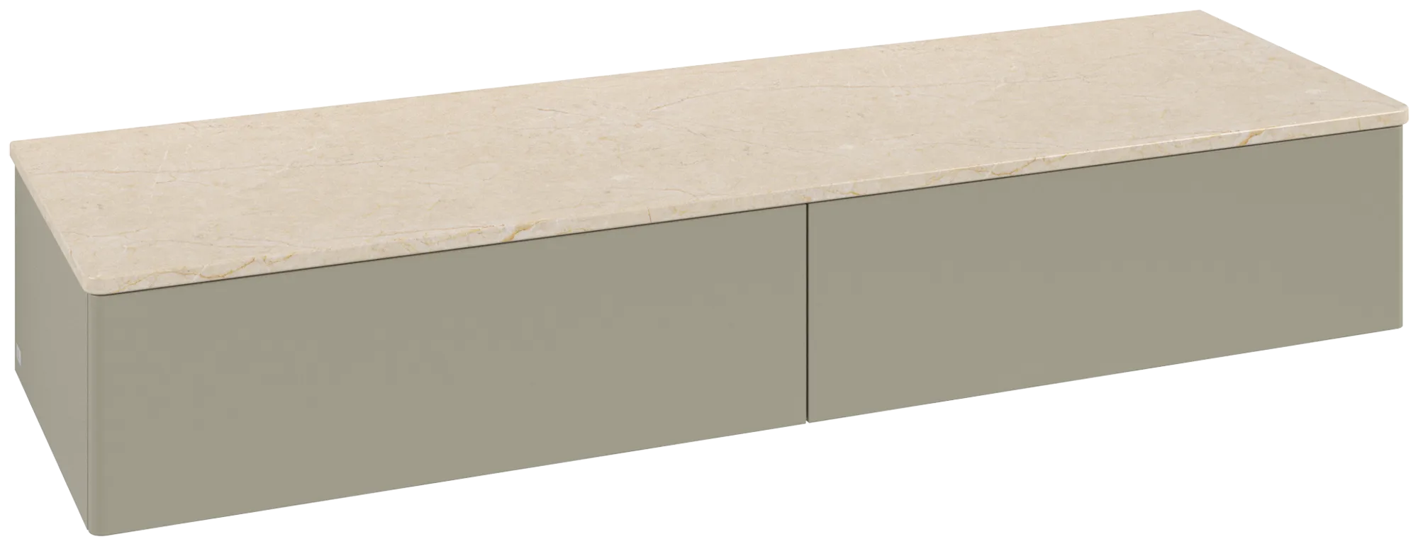 Bild von VILLEROY BOCH Antao Sideboard, 2 Auszüge, 1600 x 268 x 500 mm, Front ohne Struktur, Stone Grey Matt Lacquer / Botticino #K42003HK