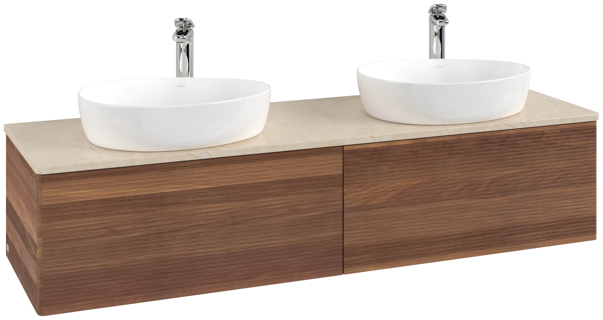 Obrázek VILLEROY BOCH Antao Vanity unit, 2 pull-out compartments, 1600 x 360 x 500 mm, Front with grain texture, Warm Walnut / Botticino #K39153HM