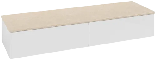 Bild von VILLEROY BOCH Antao Sideboard, 2 Auszüge, 1600 x 268 x 500 mm, Front ohne Struktur, Glossy White Lacquer / Botticino #K42003GF
