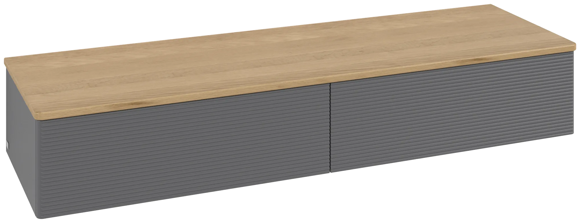 Picture of VILLEROY BOCH Antao Sideboard, 2 pull-out compartments, 1600 x 268 x 500 mm, Front with grain texture, Anthracite Matt Lacquer / Honey Oak #K42101GK
