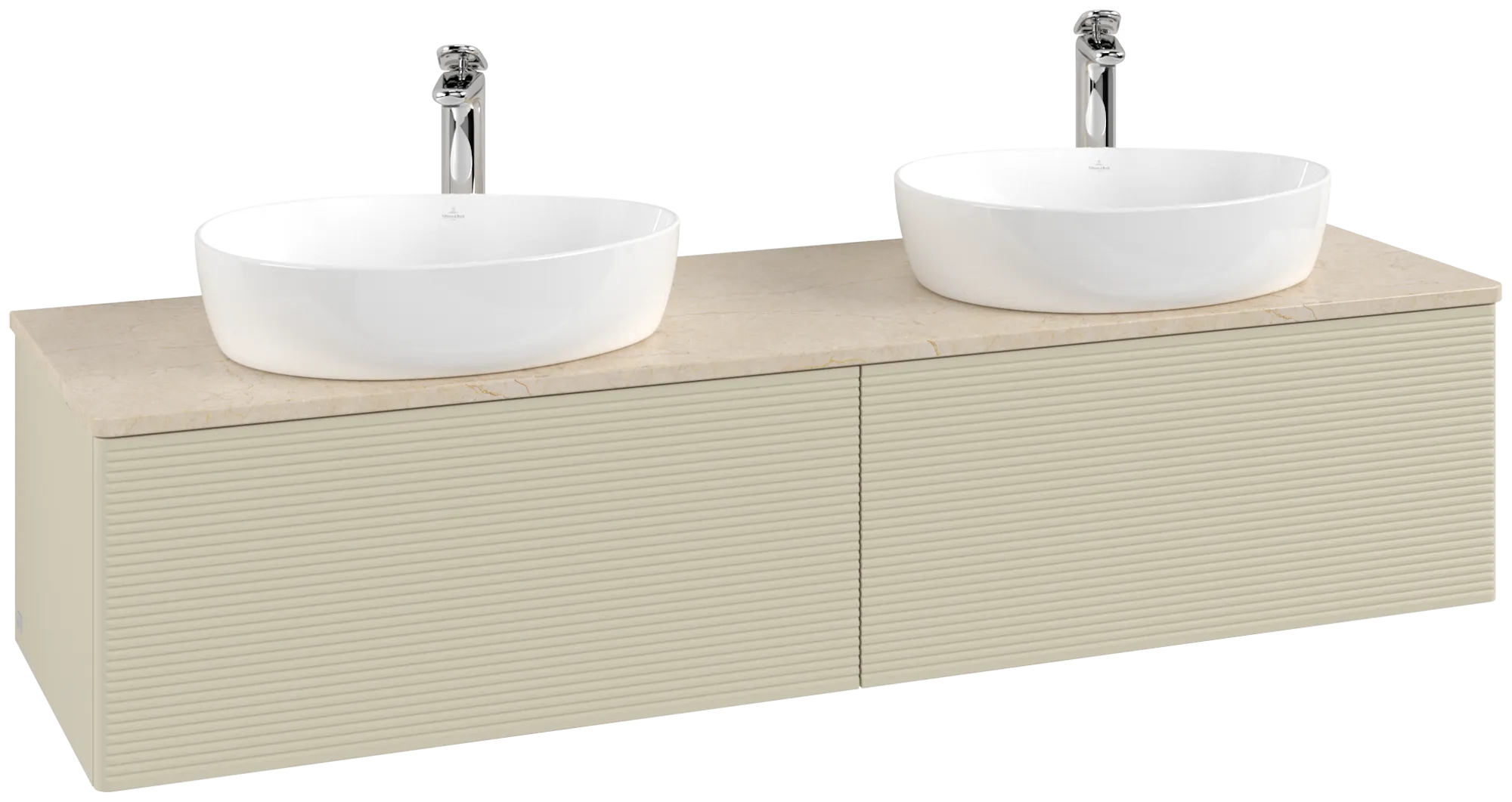 Obrázek VILLEROY BOCH Antao Vanity unit, 2 pull-out compartments, 1600 x 360 x 500 mm, Front with grain texture, Silk Grey Matt Lacquer / Botticino #K39153HJ