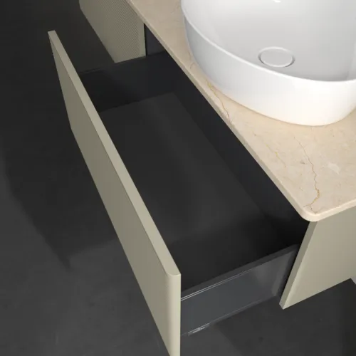Bild von VILLEROY BOCH Antao Waschbeckenunterschrank, 2 Auszüge, 1600 x 360 x 500 mm, Front mit Struktur, Stone Grey Matt Lacquer / Botticino #K38113HK