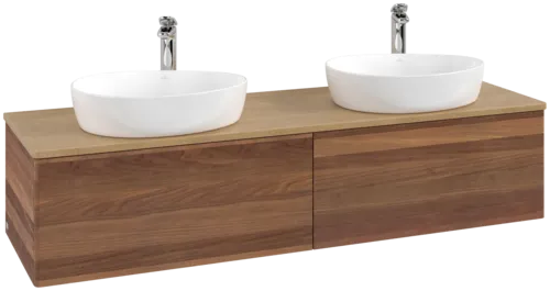 Зображення з  VILLEROY BOCH Antao Vanity unit, 2 pull-out compartments, 1600 x 360 x 500 mm, Front without structure, Warm Walnut / Honey Oak #K39051HM