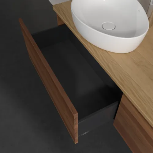 Bild von VILLEROY BOCH Antao Waschbeckenunterschrank, 2 Auszüge, 1600 x 360 x 500 mm, Front ohne Struktur, Warm Walnut / Honey Oak #K39051HM