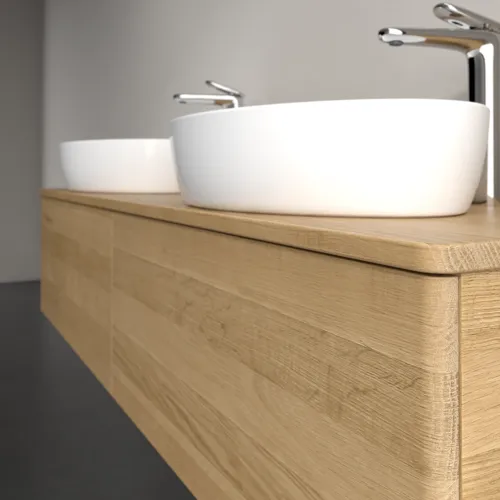 Bild von VILLEROY BOCH Antao Waschbeckenunterschrank, 2 Auszüge, 1600 x 360 x 500 mm, Front ohne Struktur, Honey Oak / Honey Oak #K39051HN