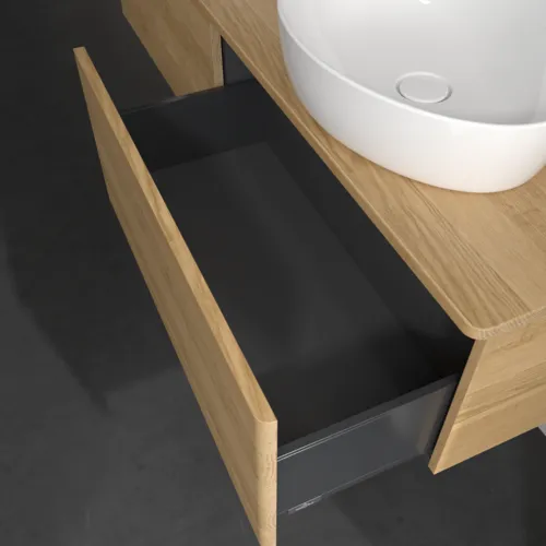 Bild von VILLEROY BOCH Antao Waschbeckenunterschrank, 2 Auszüge, 1600 x 360 x 500 mm, Front ohne Struktur, Honey Oak / Honey Oak #K39051HN