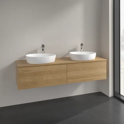 Bild von VILLEROY BOCH Antao Waschbeckenunterschrank, 2 Auszüge, 1600 x 360 x 500 mm, Front ohne Struktur, Honey Oak / Honey Oak #K39051HN