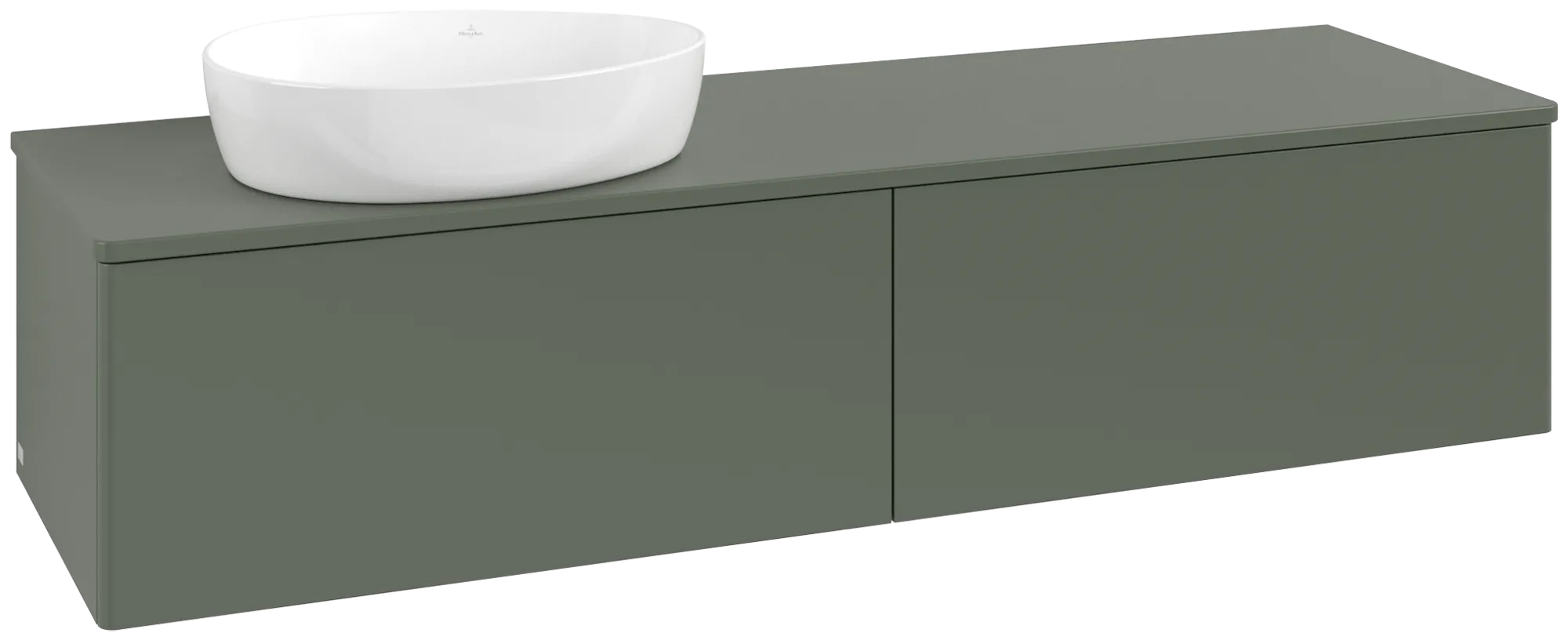 Зображення з  VILLEROY BOCH Antao Vanity unit, 2 pull-out compartments, 1600 x 360 x 500 mm, Front without structure, Leaf Green Matt Lacquer / Leaf Green Matt Lacquer #K37050HL