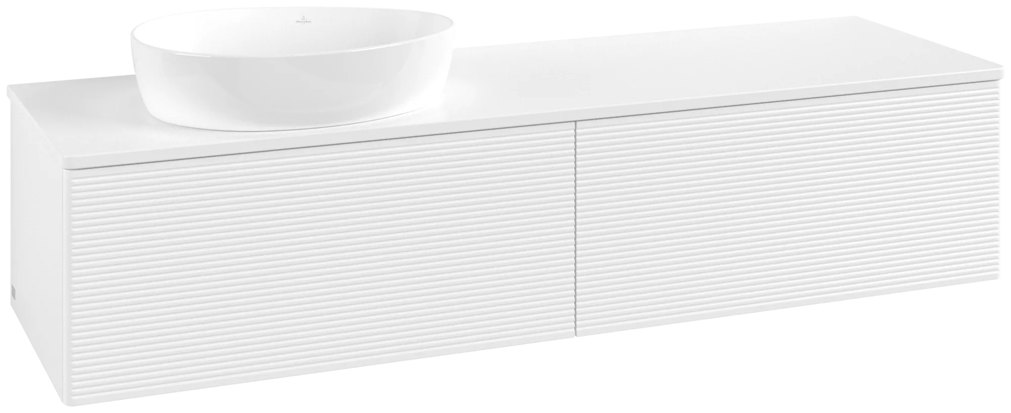 Зображення з  VILLEROY BOCH Antao Vanity unit, 2 pull-out compartments, 1600 x 360 x 500 mm, Front with grain texture, White Matt Lacquer / White Matt Lacquer #K37150MT