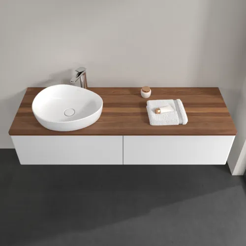 VILLEROY BOCH Antao Waschbeckenunterschrank, 2 Auszüge, 1600 x 360 x 500 mm, Front ohne Struktur, White Matt Lacquer / Warm Walnut #K37052MT, Bild 4