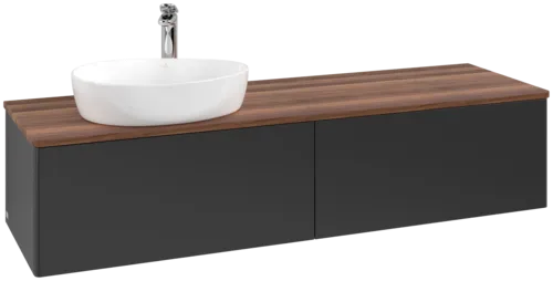VILLEROY BOCH Antao Vanity unit, 2 pull-out compartments, 1600 x 360 x 500 mm, Front without structure, Black Matt Lacquer / Warm Walnut #K37052PD resmi