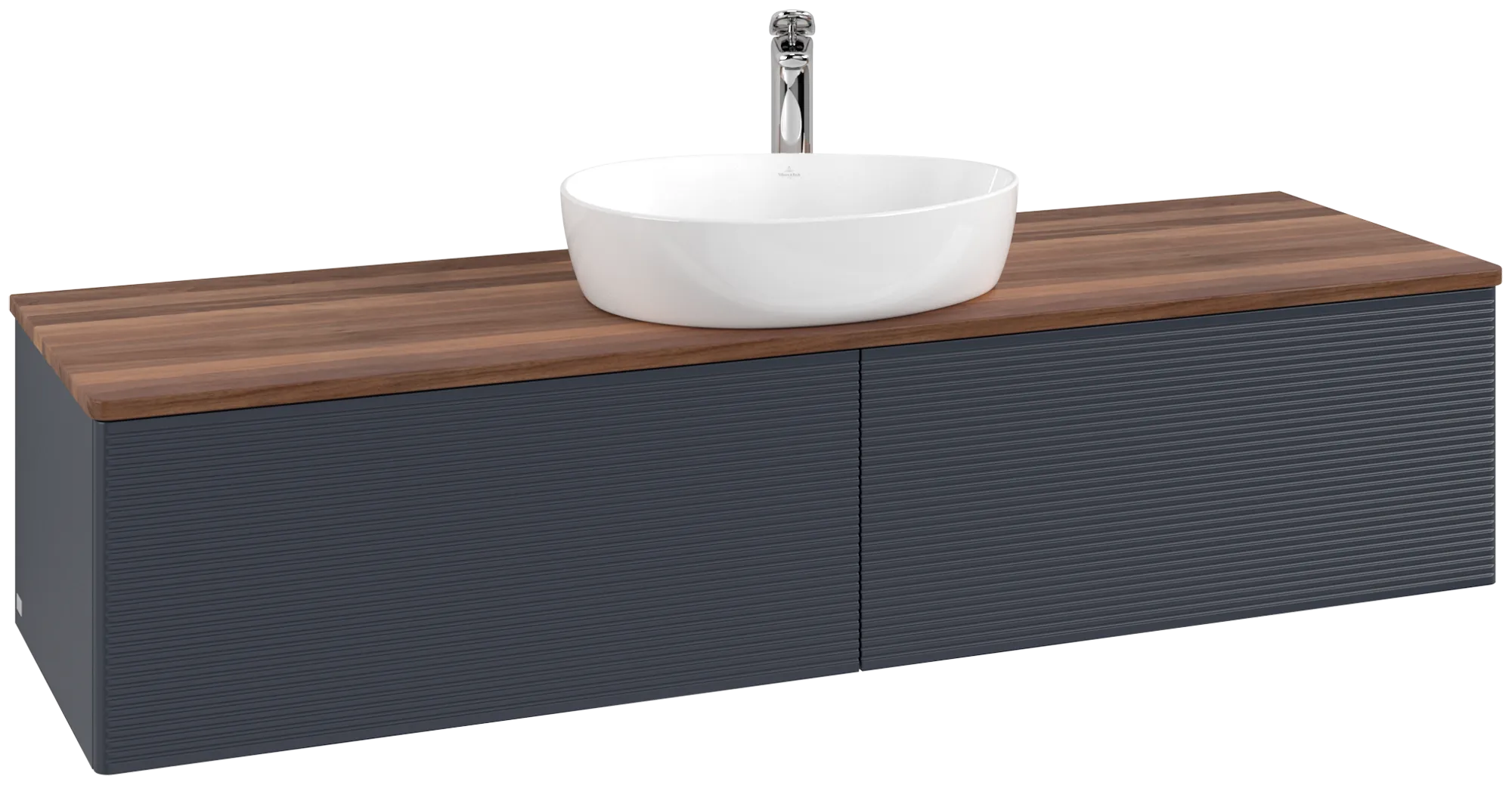 VILLEROY BOCH Antao Vanity unit, 2 pull-out compartments, 1600 x 360 x 500 mm, Front with grain texture, Midnight Blue Matt Lacquer / Warm Walnut #K36152HG resmi