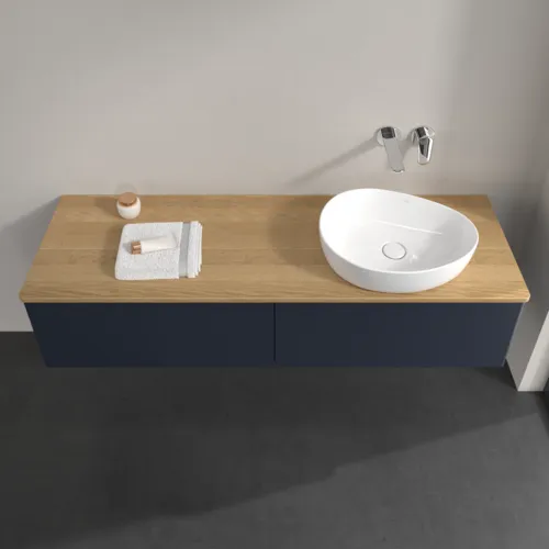 Bild von VILLEROY BOCH Antao Waschbeckenunterschrank, 2 Auszüge, 1600 x 360 x 500 mm, Front ohne Struktur, Midnight Blue Matt Lacquer / Honey Oak #K38011HG