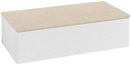 Bild von VILLEROY BOCH Antao Sideboard, 1 Auszug, 1000 x 268 x 500 mm, Front mit Struktur, Glossy White Lacquer / Botticino #K40103GF