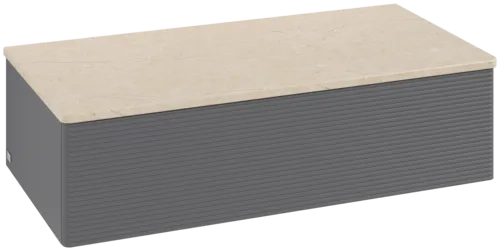 Bild von VILLEROY BOCH Antao Sideboard, 1 Auszug, 1000 x 268 x 500 mm, Front mit Struktur, Anthracite Matt Lacquer / Botticino #K40103GK