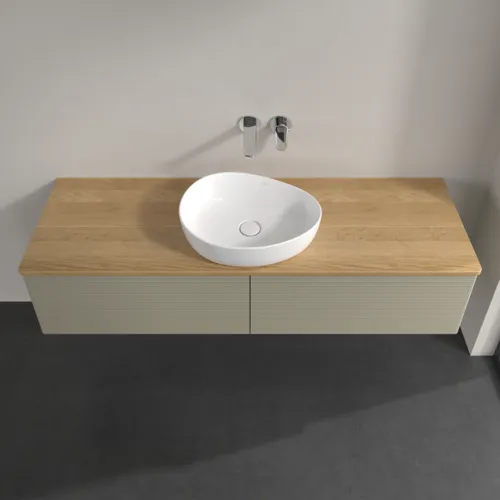 Obrázek VILLEROY BOCH Antao Vanity unit, 2 pull-out compartments, 1600 x 360 x 500 mm, Front with grain texture, Stone Grey Matt Lacquer / Honey Oak #K36111HK