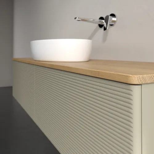 Obrázek VILLEROY BOCH Antao Vanity unit, 2 pull-out compartments, 1600 x 360 x 500 mm, Front with grain texture, Stone Grey Matt Lacquer / Honey Oak #K36111HK