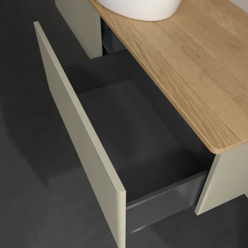Obrázek VILLEROY BOCH Antao Vanity unit, 2 pull-out compartments, 1600 x 360 x 500 mm, Front with grain texture, Stone Grey Matt Lacquer / Honey Oak #K36111HK