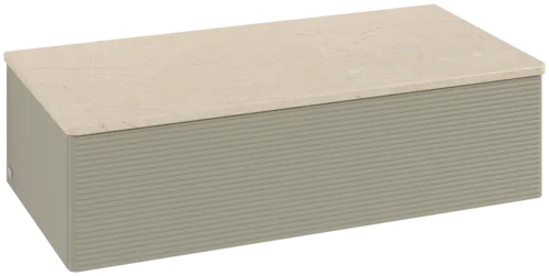 εικόνα του VILLEROY BOCH Antao Sideboard, 1 pull-out compartment, 1000 x 268 x 500 mm, Front with grain texture, Stone Grey Matt Lacquer / Botticino #K40103HK