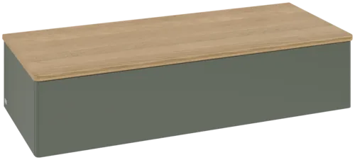 Bild von VILLEROY BOCH Antao Sideboard, 1 Auszug, 1200 x 268 x 500 mm, Front ohne Struktur, Leaf Green Matt Lacquer / Honey Oak #K41001HL