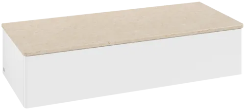 Bild von VILLEROY BOCH Antao Sideboard, 1 Auszug, 1200 x 268 x 500 mm, Front ohne Struktur, White Matt Lacquer / Botticino #K41003MT