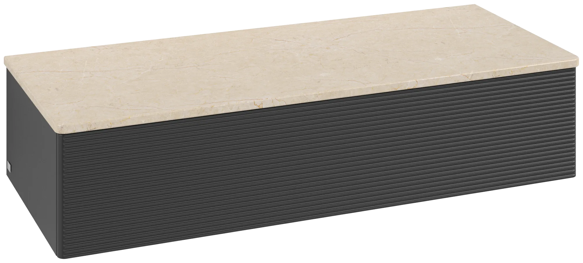 Bild von VILLEROY BOCH Antao Sideboard, 1 Auszug, 1200 x 268 x 500 mm, Front mit Struktur, Black Matt Lacquer / Botticino #K41103PD